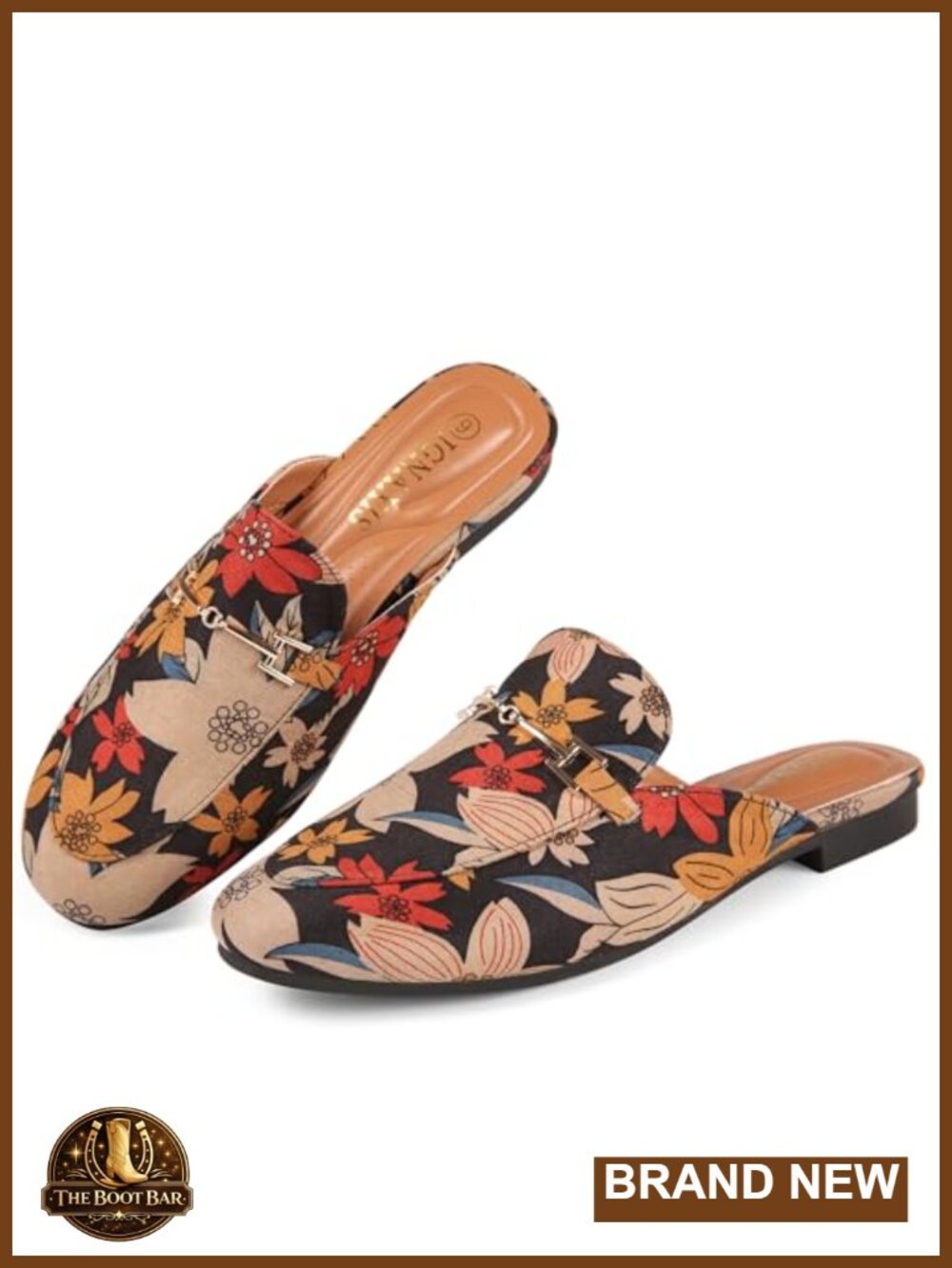 Womens Mules Flats Round Toe Buckle Slip On Backless Loafers Memory Foam